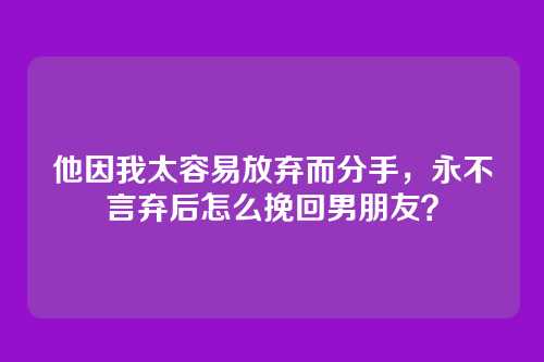 他因我太容易放弃而分手，永不言弃后怎么挽回男朋友？