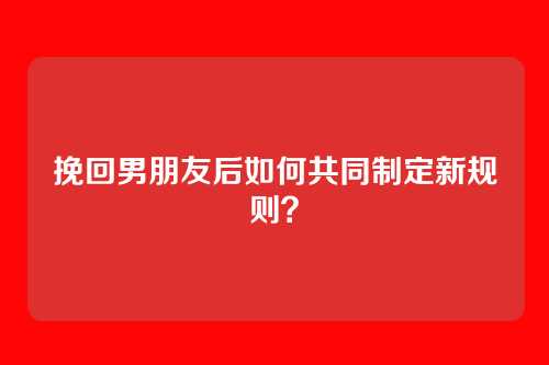 挽回男朋友后如何共同制定新规则？