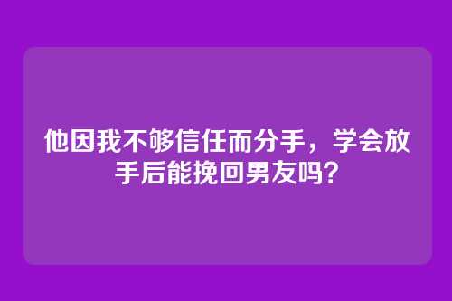 他因我不够信任而分手，学会放手后能挽回男友吗？