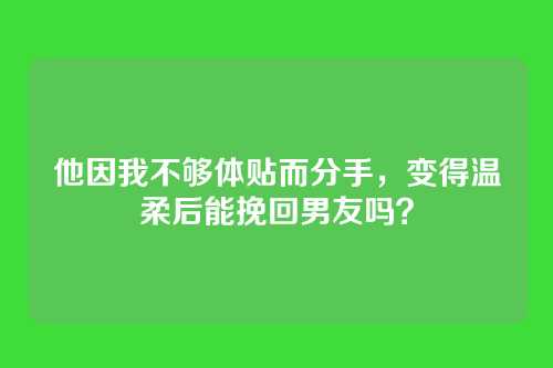 他因我不够体贴而分手，变得温柔后能挽回男友吗？