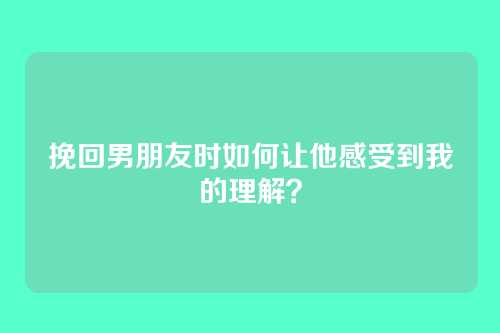 挽回男朋友时如何让他感受到我的理解？