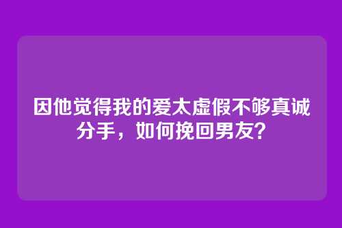因他觉得我的爱太虚假不够真诚分手，如何挽回男友？