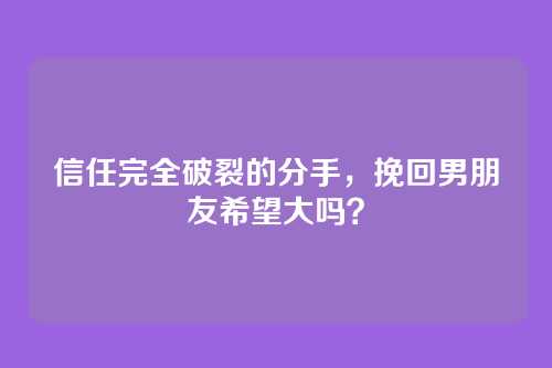 信任完全破裂的分手，挽回男朋友希望大吗？