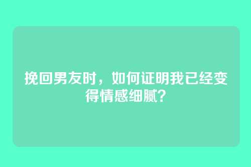 挽回男友时，如何证明我已经变得情感细腻？
