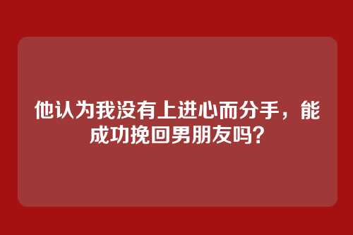 他认为我没有上进心而分手，能成功挽回男朋友吗？
