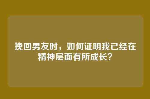 挽回男友时，如何证明我已经在精神层面有所成长？