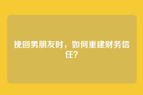 挽回男朋友时，如何重建财务信任？