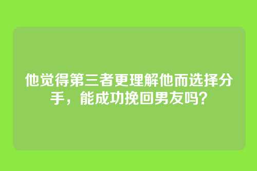他觉得第三者更理解他而选择分手，能成功挽回男友吗？