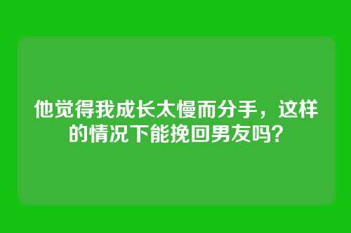 他觉得我成长太慢而分手，这样的情况下能挽回男友吗？