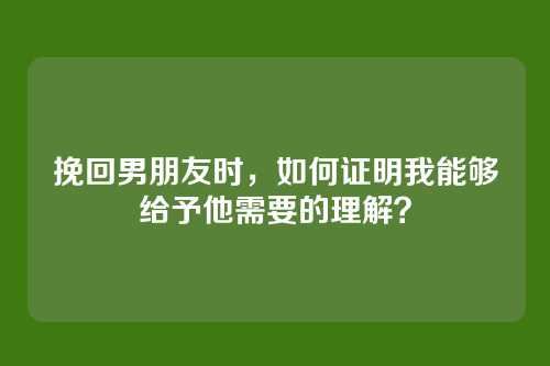 挽回男朋友时，如何证明我能够给予他需要的理解？
