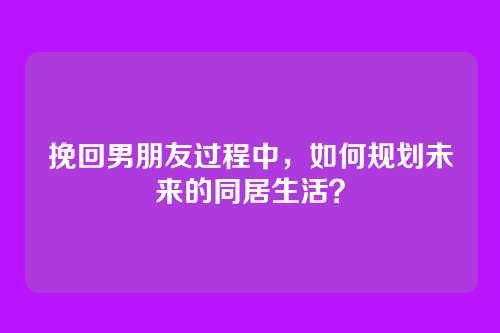 挽回男朋友过程中，如何规划未来的同居生活？