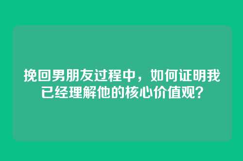 挽回男朋友过程中，如何证明我已经理解他的核心价值观？
