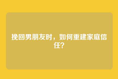 挽回男朋友时，如何重建家庭信任？