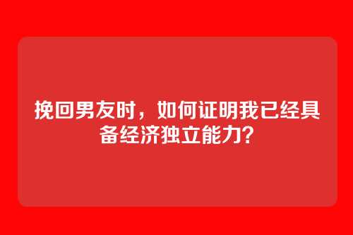 挽回男友时，如何证明我已经具备经济独立能力？