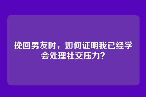 挽回男友时，如何证明我已经学会处理社交压力？