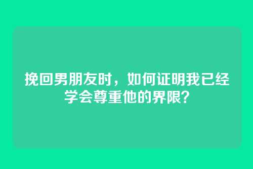 挽回男朋友时，如何证明我已经学会尊重他的界限？