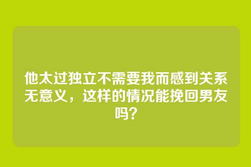 他太过独立不需要我而感到关系无意义，这样的情况能挽回男友吗？