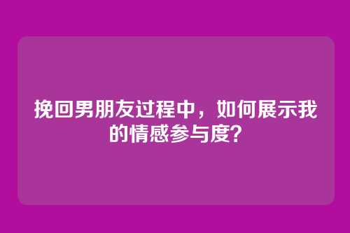 挽回男朋友过程中，如何展示我的情感参与度？