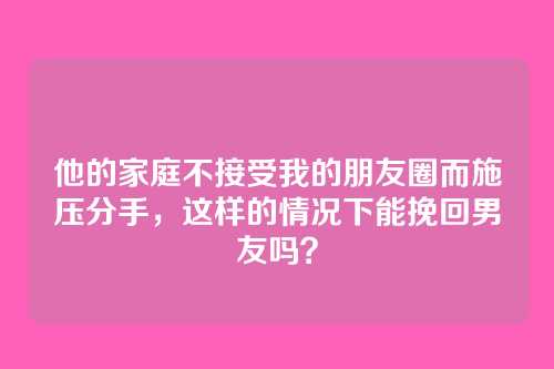 他的家庭不接受我的朋友圈而施压分手，这样的情况下能挽回男友吗？