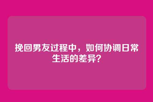 挽回男友过程中，如何协调日常生活的差异？
