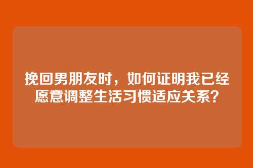 挽回男朋友时，如何证明我已经愿意调整生活习惯适应关系？