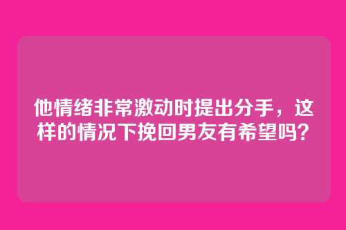 他情绪非常激动时提出分手，这样的情况下挽回男友有希望吗？