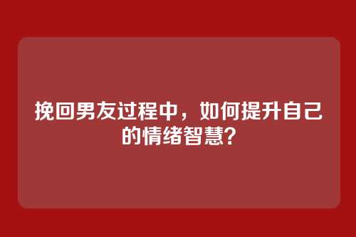 挽回男友过程中，如何提升自己的情绪智慧？