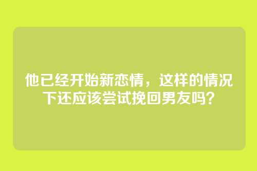 他已经开始新恋情，这样的情况下还应该尝试挽回男友吗？