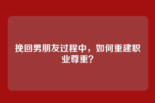 挽回男朋友过程中，如何重建职业尊重？