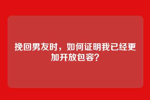 挽回男友时，如何证明我已经更加开放包容？