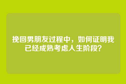 挽回男朋友过程中，如何证明我已经成熟考虑人生阶段？