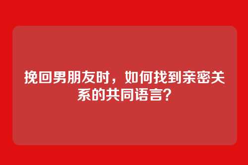 挽回男朋友时，如何找到亲密关系的共同语言？