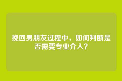挽回男朋友过程中，如何判断是否需要专业介入？