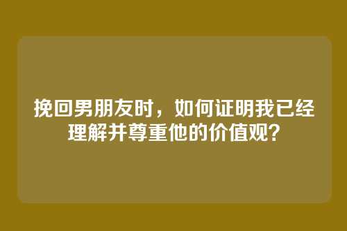 挽回男朋友时，如何证明我已经理解并尊重他的价值观？