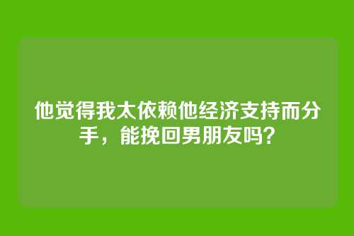 他觉得我太依赖他经济支持而分手，能挽回男朋友吗？