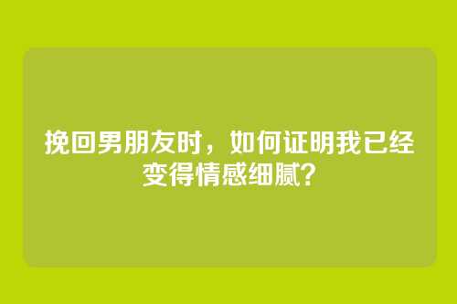 挽回男朋友时，如何证明我已经变得情感细腻？