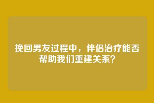 挽回男友过程中，伴侣治疗能否帮助我们重建关系？