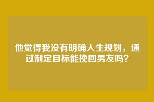 他觉得我没有明确人生规划，通过制定目标能挽回男友吗？