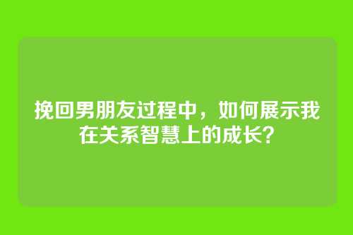 挽回男朋友过程中，如何展示我在关系智慧上的成长？