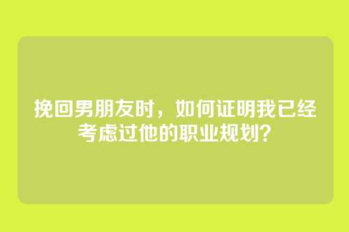 挽回男朋友时，如何证明我已经考虑过他的职业规划？
