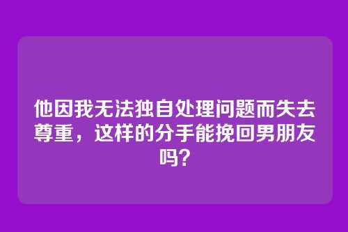 他因我无法独自处理问题而失去尊重，这样的分手能挽回男朋友吗？
