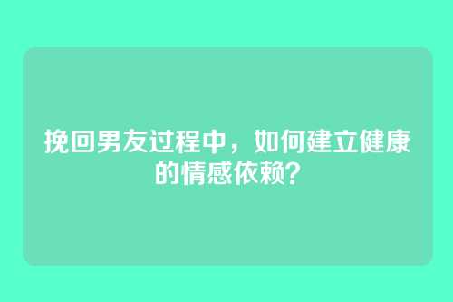 挽回男友过程中，如何建立健康的情感依赖？