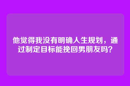 他觉得我没有明确人生规划，通过制定目标能挽回男朋友吗？