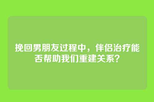 挽回男朋友过程中，伴侣治疗能否帮助我们重建关系？