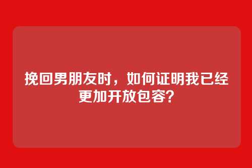 挽回男朋友时，如何证明我已经更加开放包容？
