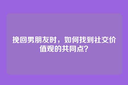 挽回男朋友时，如何找到社交价值观的共同点？