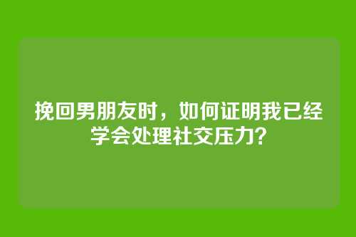 挽回男朋友时，如何证明我已经学会处理社交压力？