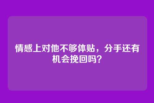 情感上对他不够体贴,分手还有机会挽回吗?