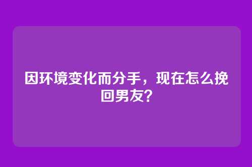 因环境变化而分手，现在怎么挽回男友？