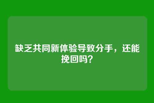 缺乏共同新体验导致分手，还能挽回吗？